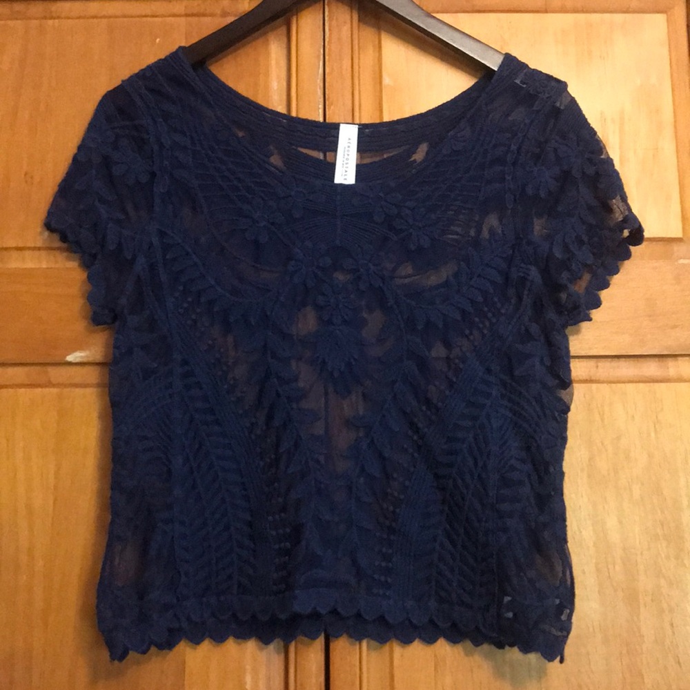 Navy Lace Top